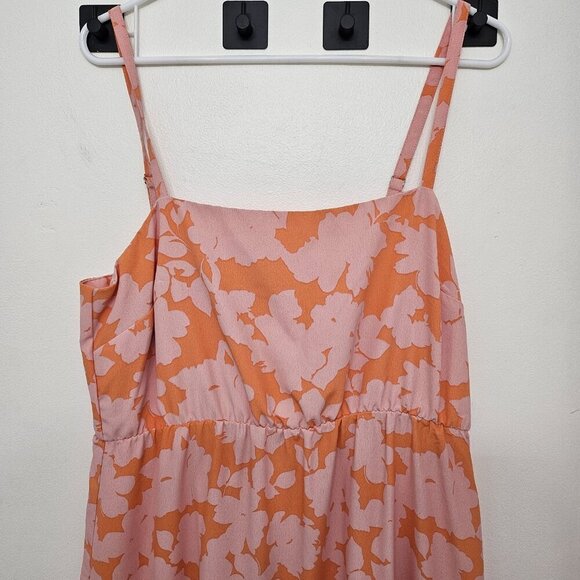 Social Standard Pink / Orange Sundress Smocked Back Maxi Dress size XL - Picture 2 of 7